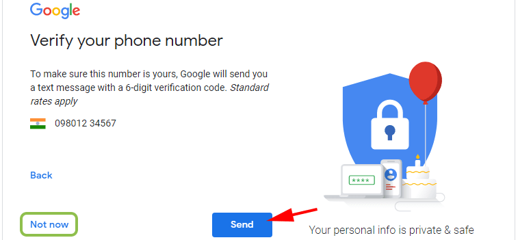 create gmail account verify phone number