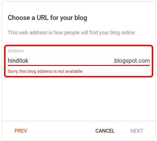 Choose a URL for your blog hindi