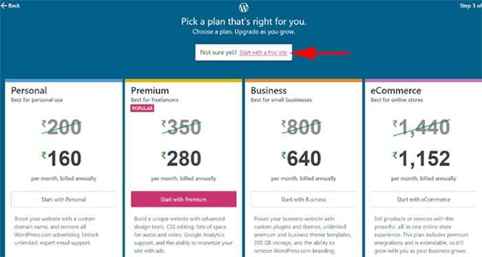 select free plan hindi