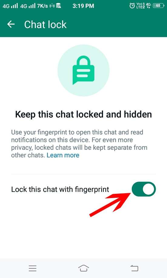 whatsapp chat lock on kare